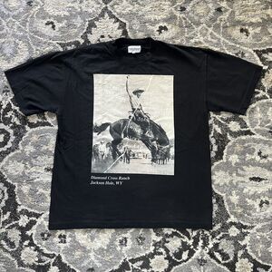 Diamond Cross Ranch Jackson Ranch WY Cowboy Graphic Black Mens T-Shirt size M